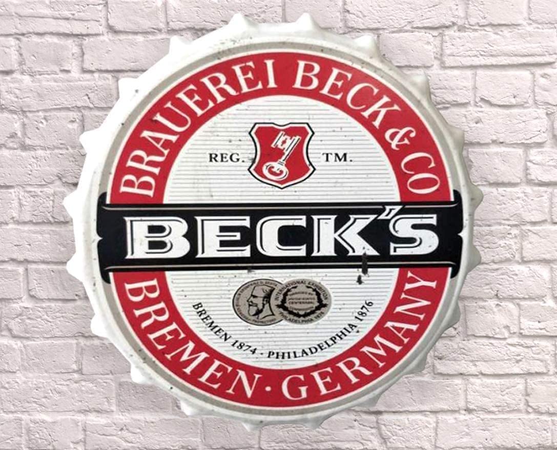Retro Collection's BEECK's Beer Brauerei Beck & Co Decorative Bottle Caps Metal Tin Signs Cafe Beer Bar Decoration Plat 35cm Wall Art Plaque Vintage Home Decor