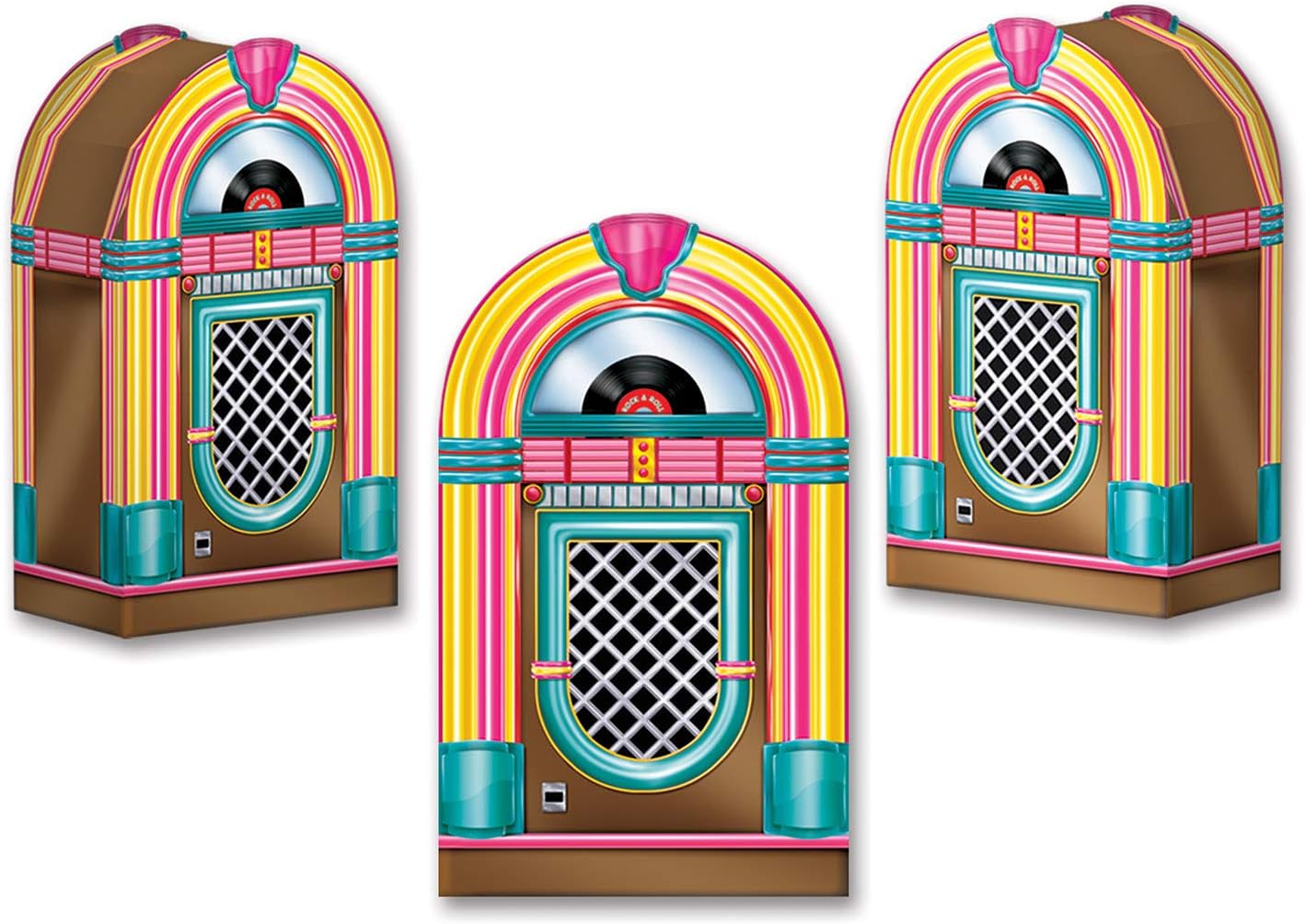 Beistle Jukebox Favor Boxes – 3 Retro Jukebox Treat Containers for 1950s Rock and Roll Parties, Diner Themed Birthday Parties, Sock Hop Celebrations and Music Events, Printed Cardstock Paper, 3½" x 6"