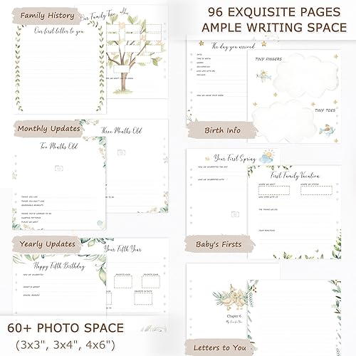 Miniatura 2 de Caja de madera para recuerdos de bebés para niños y niñas, libro de hitos para bebés de los primeros 5 años, libro de recuerdos de género neutro,