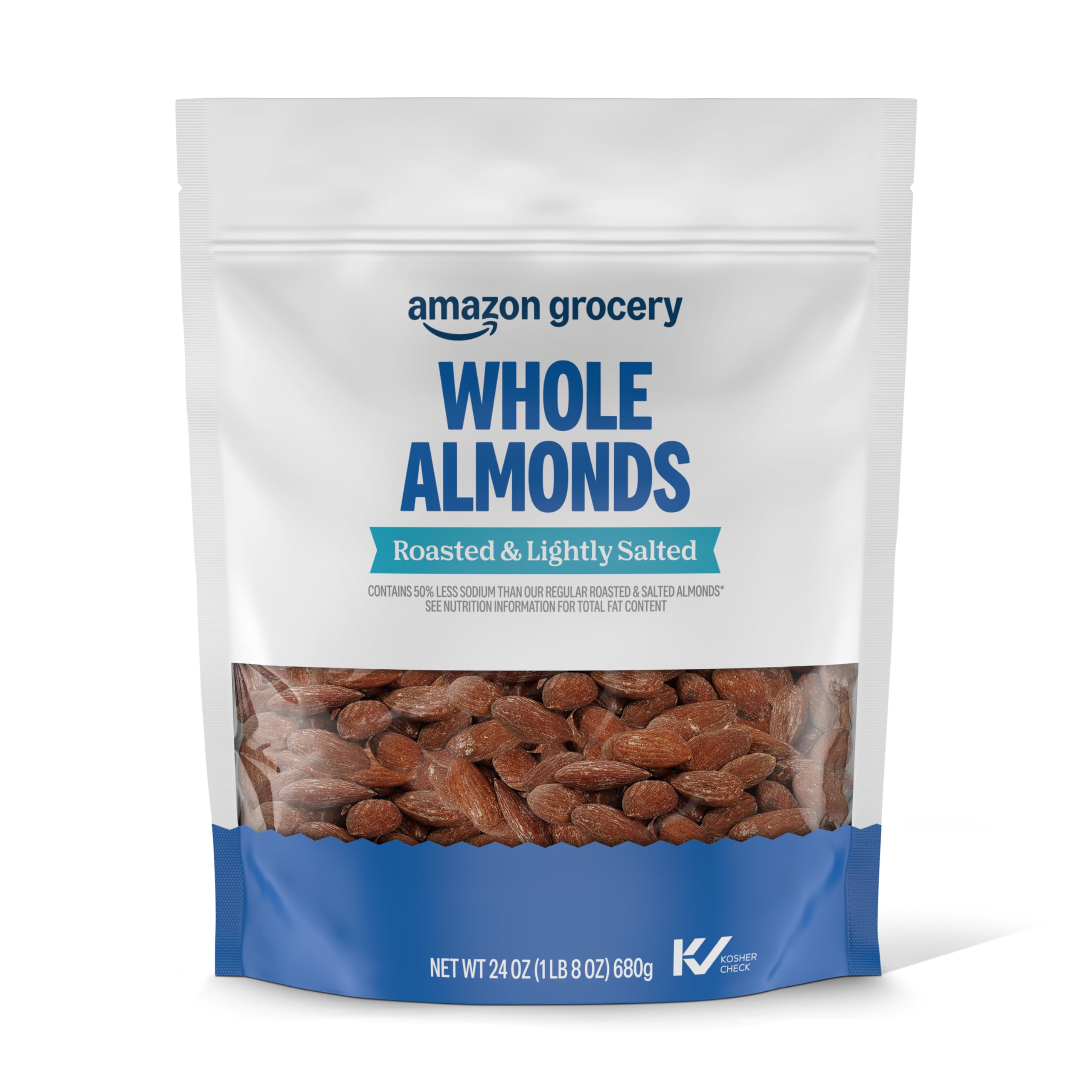 Amazon Brand - Happy Belly Roasted & Lightly Salted Almonds, 24 Ounce