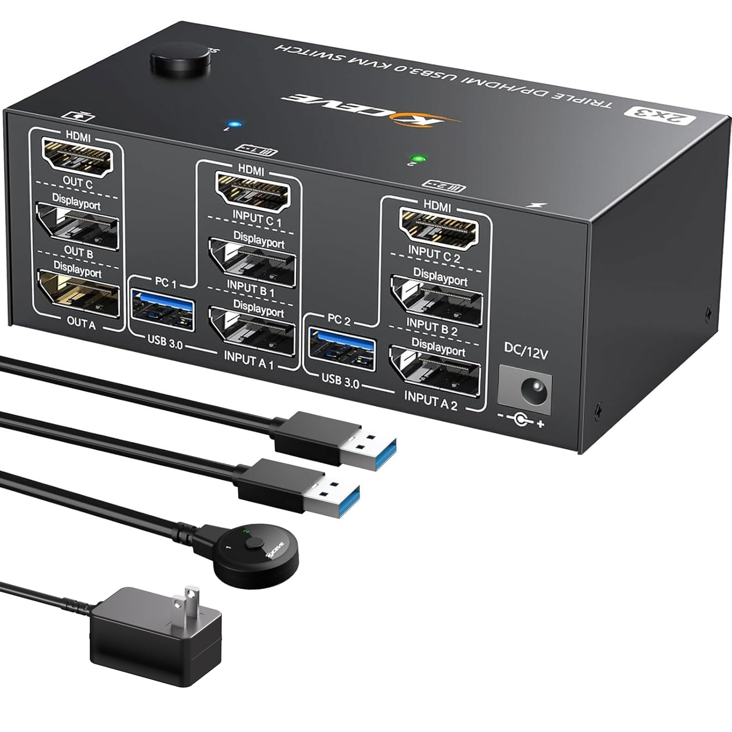 KVM Switch 3 Monitors 2 Computers 8K@60Hz 4K@144Hz,MLEEDA 3 Monitor KVM Switch for 2 Computers Share 3 Monitors and 4 USB 3.0 Device,with Wired Remote,USB Cable and 12V Power Adapter-image-40