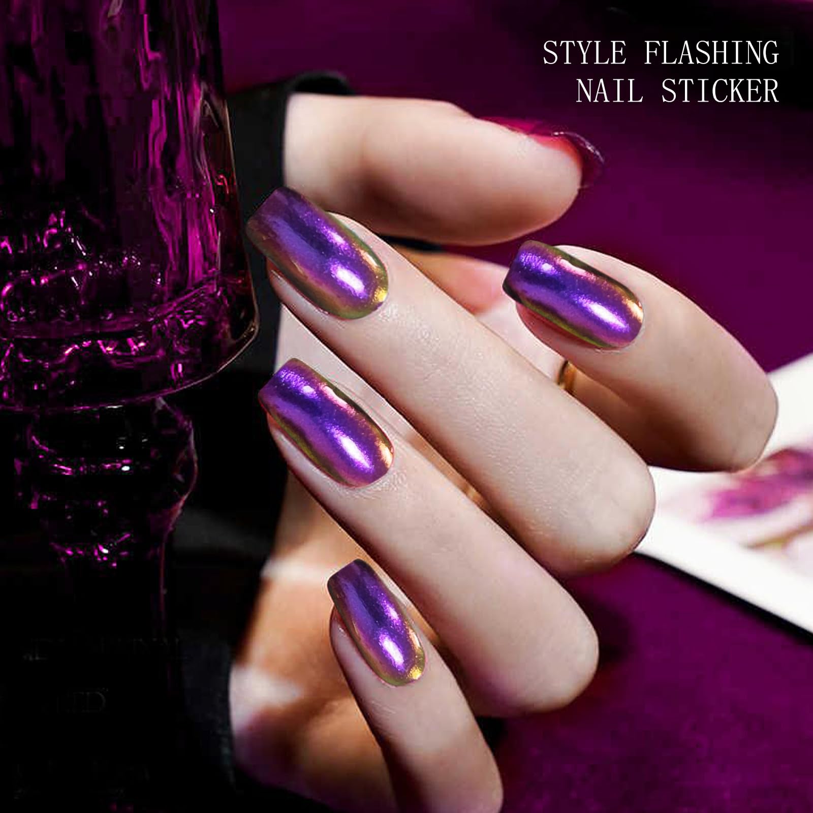 JMEOWIO Gel Nail Stickers Purple Laser Semi Cured Gel Nail Strips Wraps UV/LED Nails Art Design Decoration Accessories - Image 4