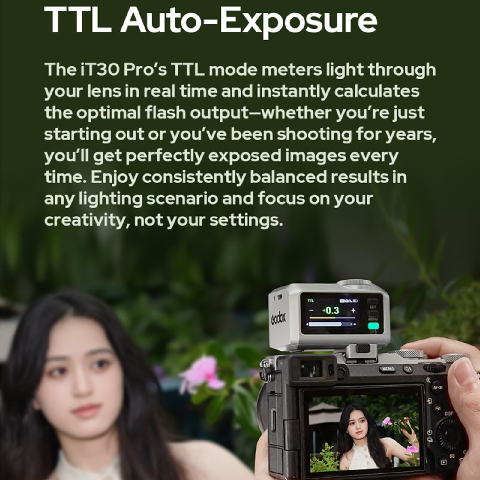 GODOX IT30Pro Ini Flash TTL Pour Appareil Photo, écran Tactile Couleur