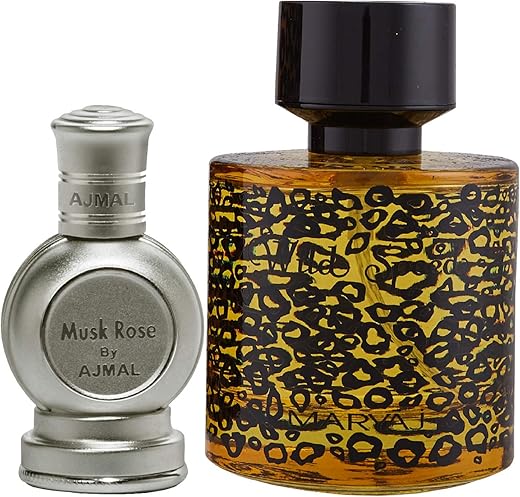 Ajmal Musk Rose Concentrated Perfume Oil Floral Musky Alcohol-free Attar 12ml for Unisex and Maryaj Wild Speed Eau De Parfum Citrus Spicy Perfume 100ml for Men + 2 Parfum…