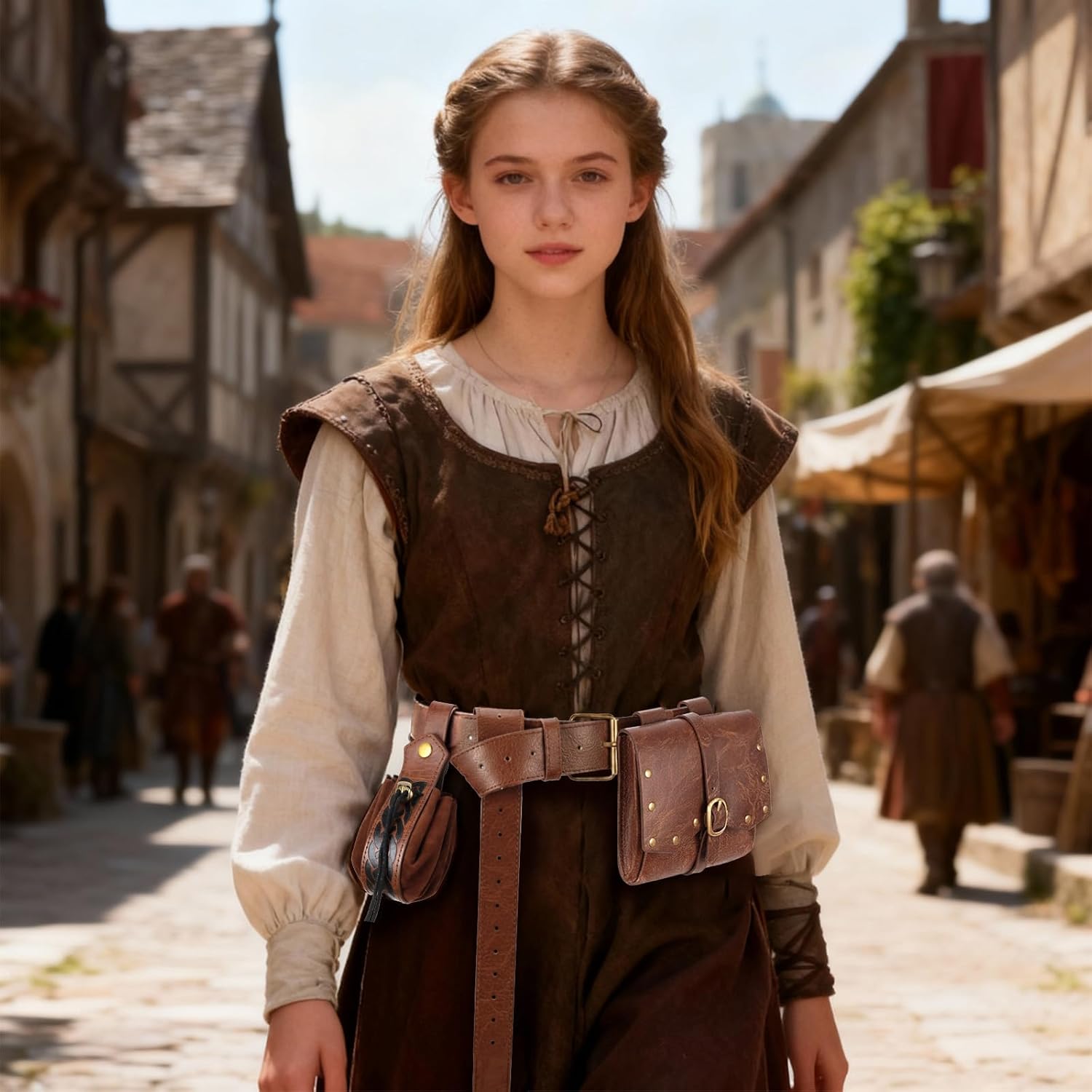 Renaissance Pirate Belt Pouch Set - 4PC Medieval Renaissance Accessories for Ren Faire, LARP & Halloween Cosplay - Image 2