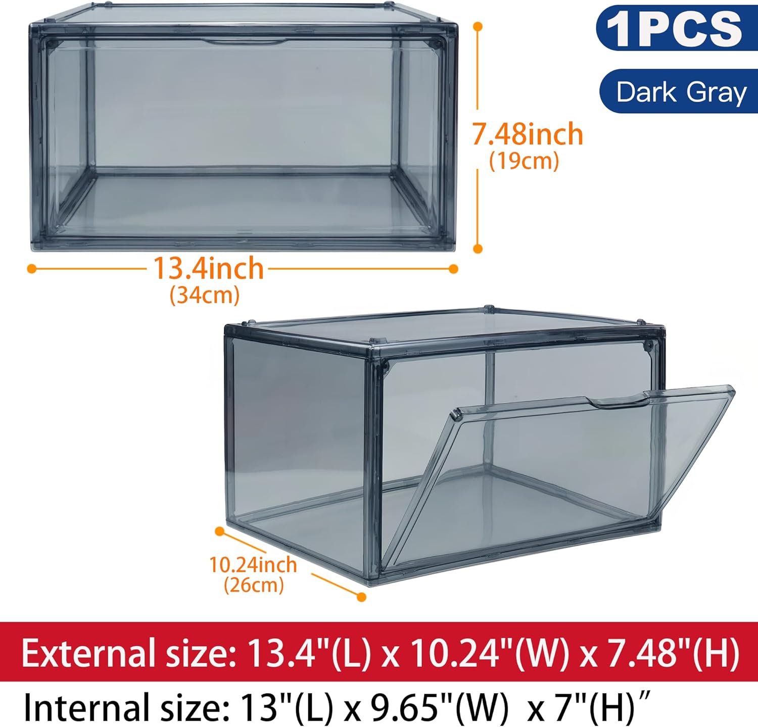 12 Pack Shoe Boxes Size 13 Acrylic Shoe Organizer Clear Storage Box Plastic Stackable Sneaker Display Case with Magnetic Lids