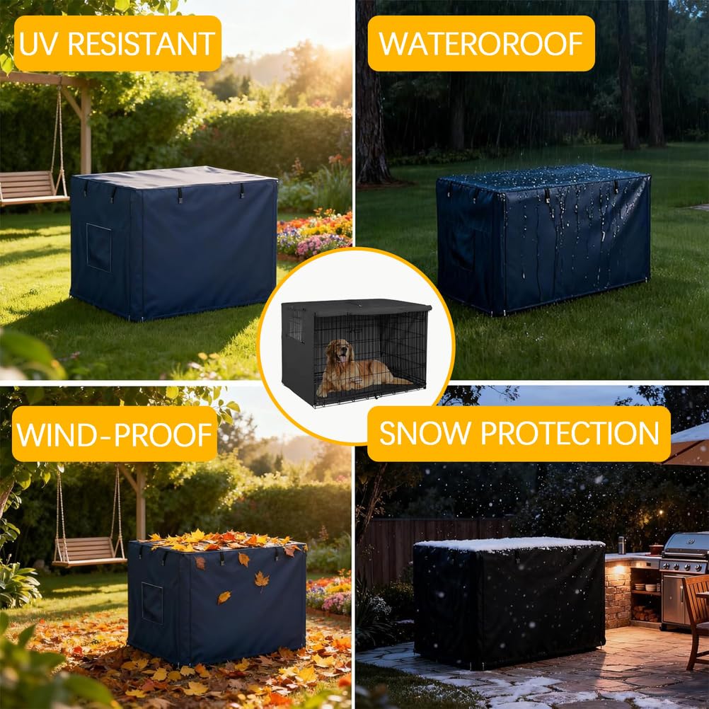 Copertura resistente per trasportino per cani con tende a rullo coperture per trasportini 600D finestre con rete di ventilazione universale solo copertura,Nero,107×71×76cm