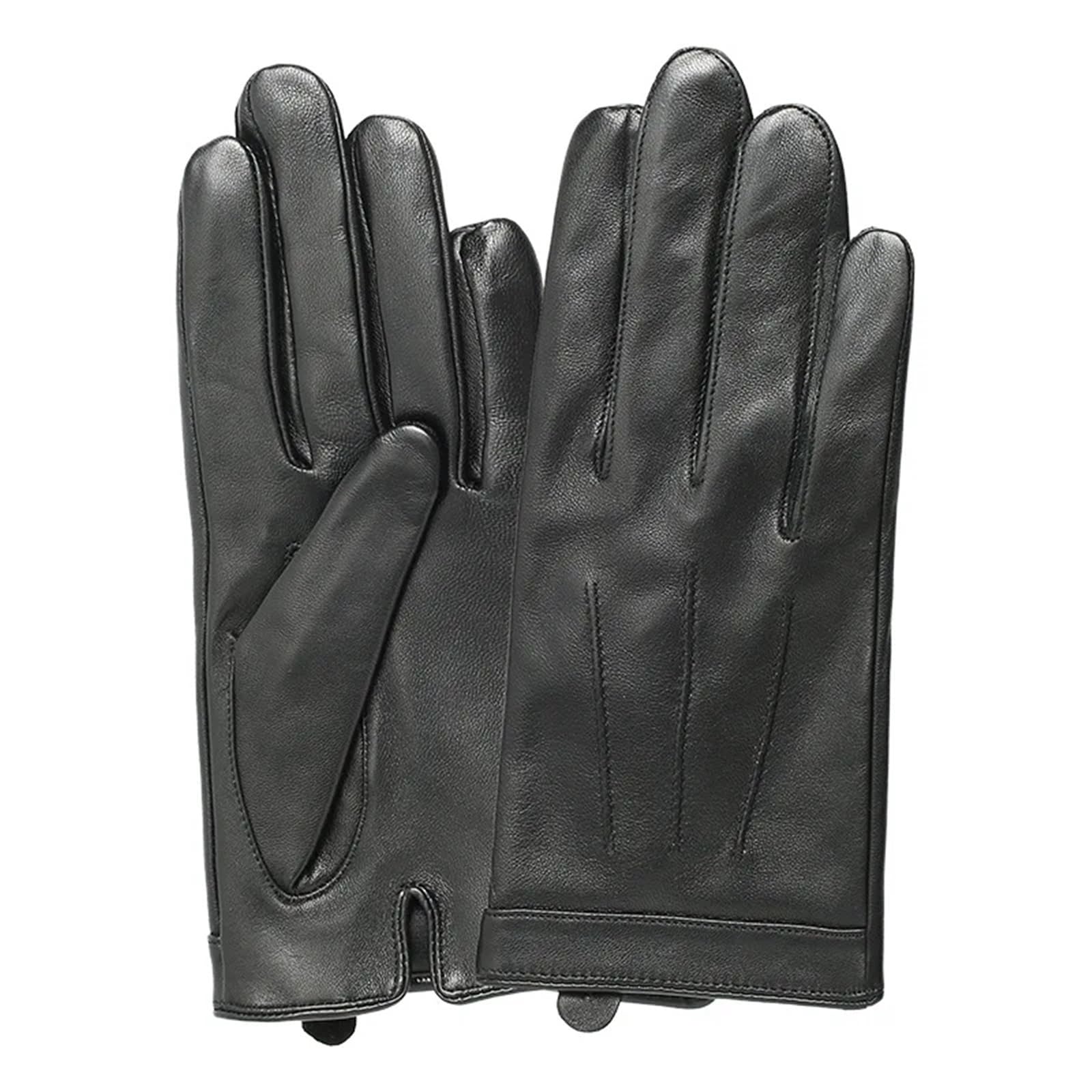 Guanti da guida in pelle Guanti in pelle invernali neri da motociclista, guida, lavoro, for uomo, con protezione al tocco, dita intere