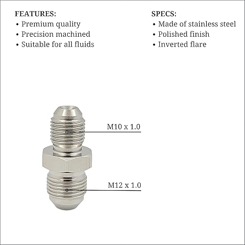 Miniatura 3 de Adaptador de acoplador de unión macho M10x1.0 a M12x1.0 para embrague de freno, aceite combustible y refrigerante (M10-M12)