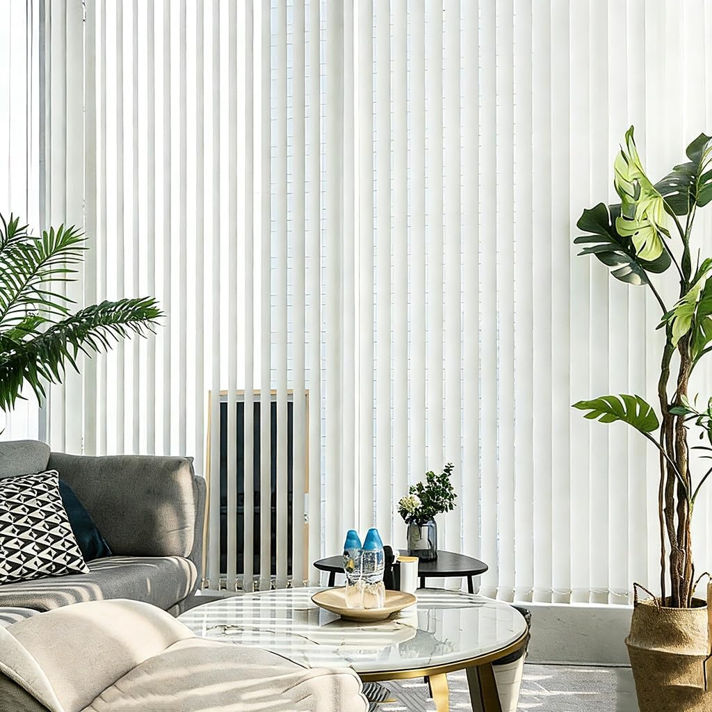Vertical Blinds for Sliding Glass Doors 43" 47" 55" 59" 63" 68" 71" 78" 83" White Blackout Window Blind & Indoor Patio Door Blind, Room Divider Window Blind, Cordless(88" W x 48" H)