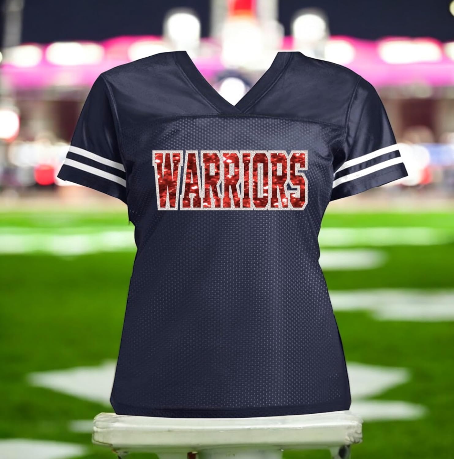 Custom Glitter Football Jersey, Detroit or Any Team, Shirt for Women Ladies, Personalized, Lions Tigers Eagles or Any Sport