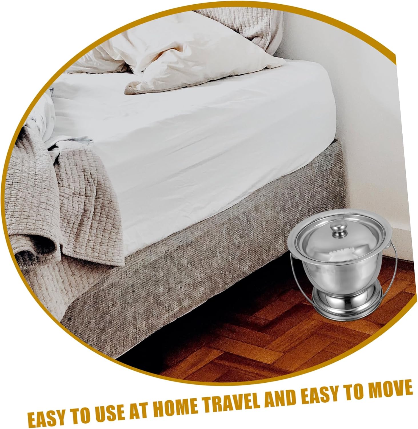 Bedside Commode Bucket Stainless Steel Urinal Boys and Girls Women Portable Covered Safe Easy to Carry