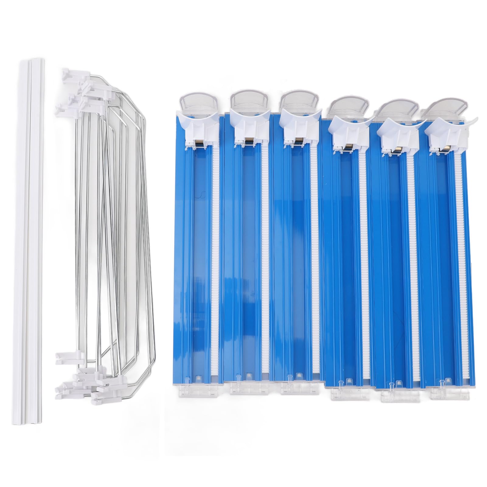 Organizador de bebidas para frigorífico, dispensador de refrescos ajustable de 6 filas ABS, fácil carga, dispensador de latas de refresco deslizante para bebidas (Azul)