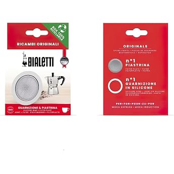 Bialetti Espresso Maker Replacement Parts for Moka Express 3 Cups 4 Cups / Brikka 2 Cups Compatible Gasket & Filter 800039