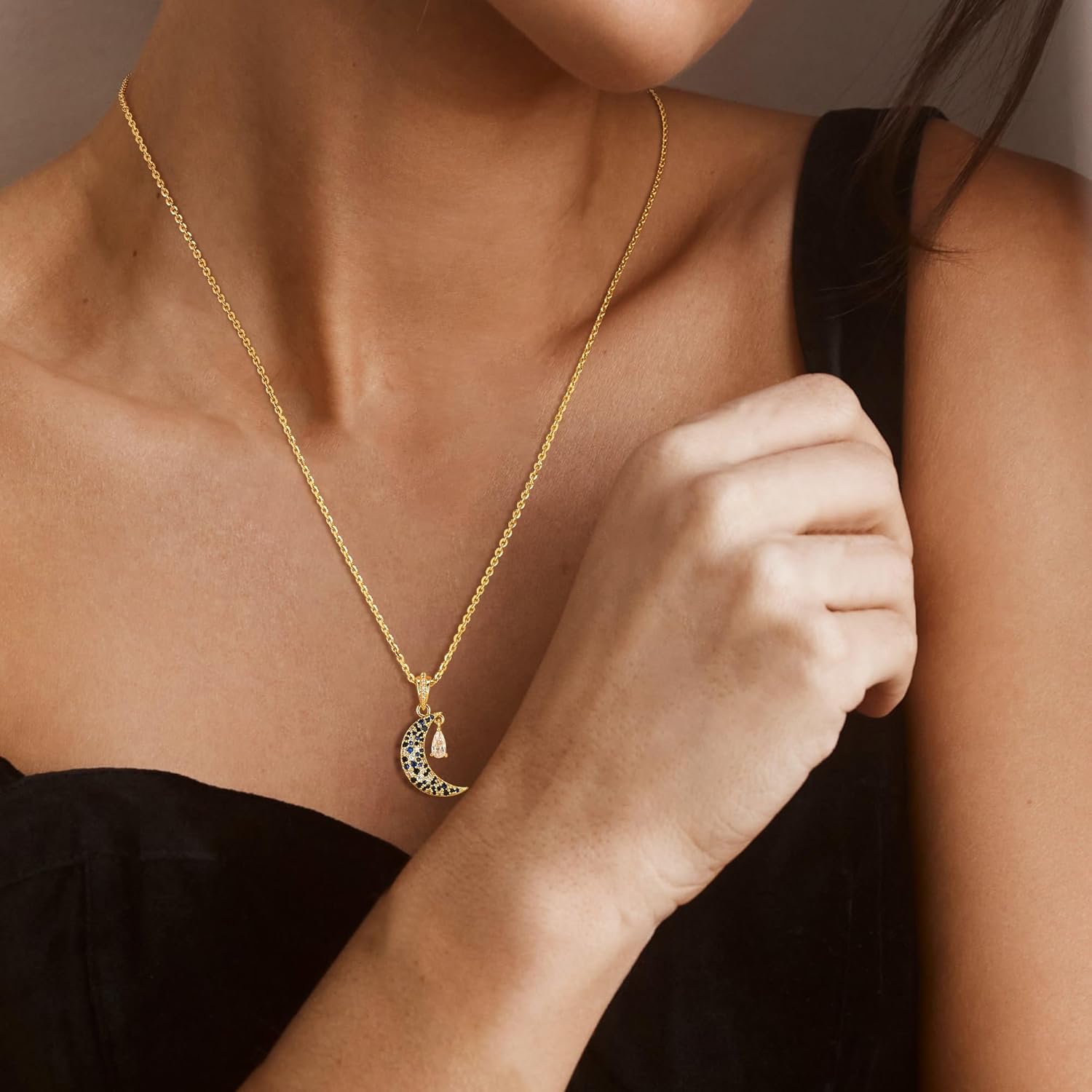 MTMY Gold Moon Pendant Necklace for Women,14K Gold Plated Dainty Chain Crescent Moon Sun Star Necklace Jewelry - Image 4