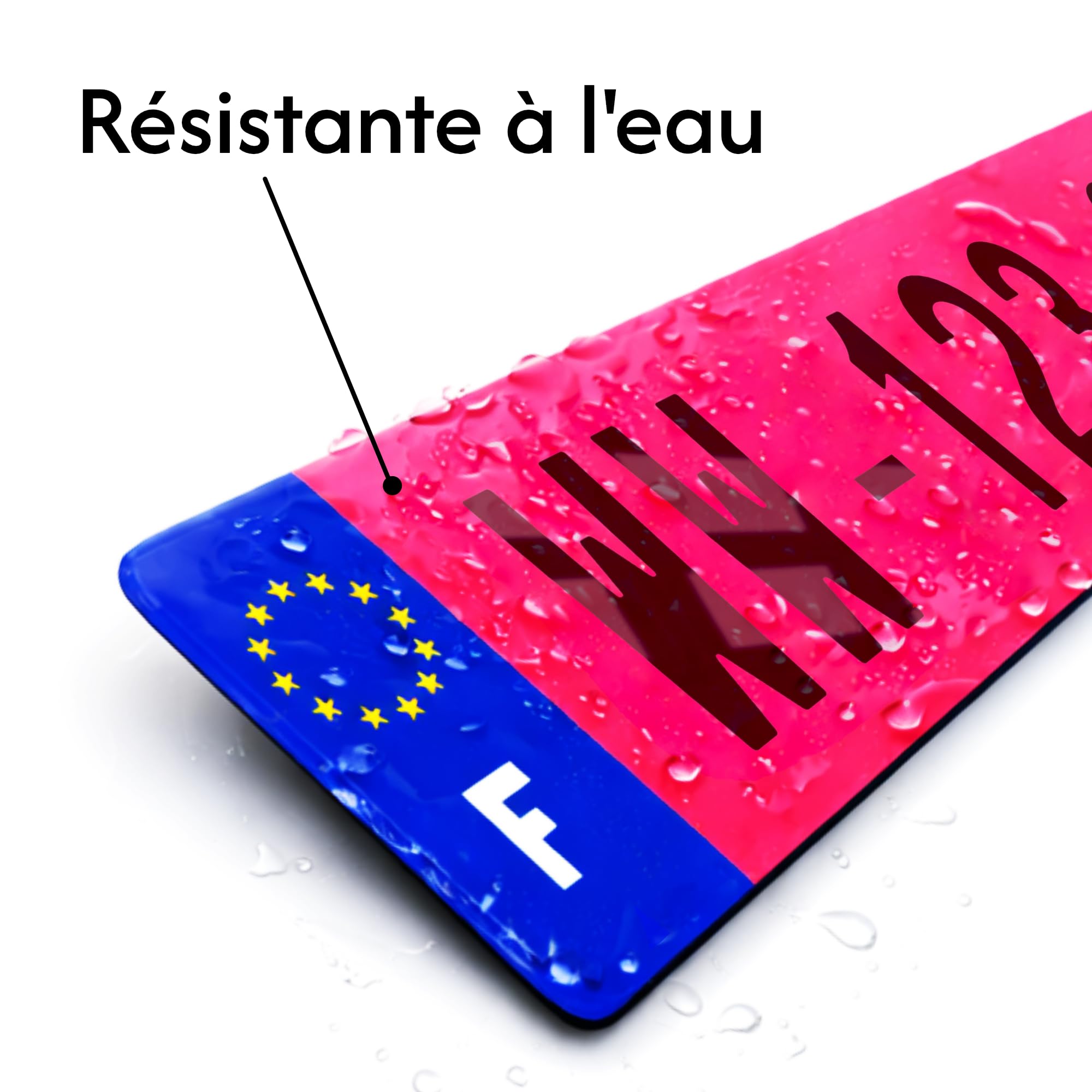 2 Plaques d'immatriculation Rose WW Voiture homologuée Extra Choc - SIV 52x11cm - Made in France - Plexi résistant aux intempéries et Anti UV pour Auto.