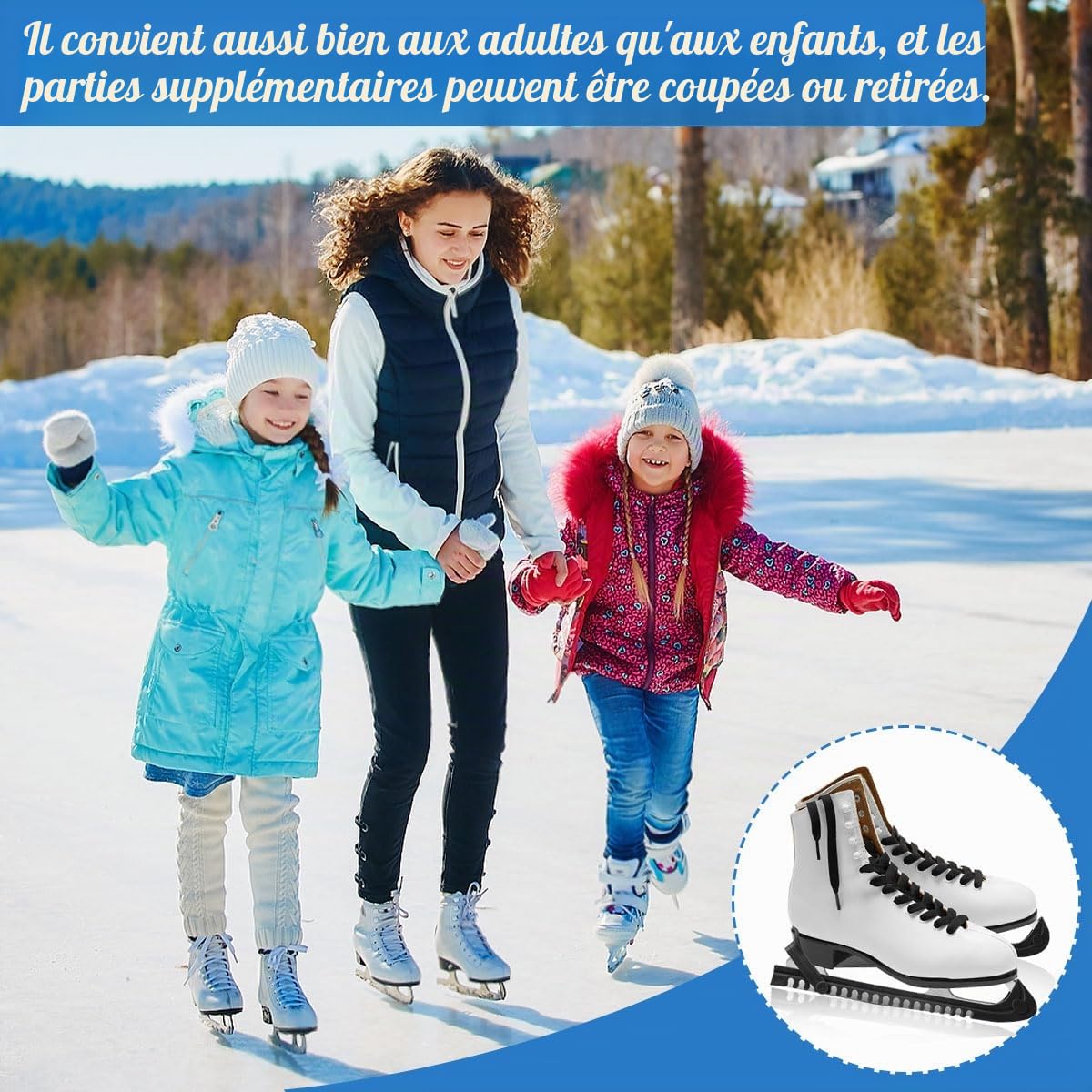 1 Paire Protège Lame Patin a Glace, Protecteurs de Patins Réglables pour Adultes et Enfants, Protège Patins de Hockey pour Patins à Glace et Patinage Artistique