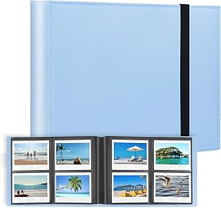 Álbum de fotos de 160 hojas para Fujifilm Instax Wide 400/300. Apta para cámaras instantáneas Polaroid Now/Now +/OneStep/OneStep 2, impresora POP/Lab y película i-Type/600/SX-70 (Azul)