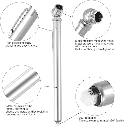 Miniatura 3 de X AUTOHAUX 5 unidades, 10-100 PSI, doble cabeza, camión, neumático, medidor de presión de aire, agarre para bicicleta, ATV, coche, SUV, probador de