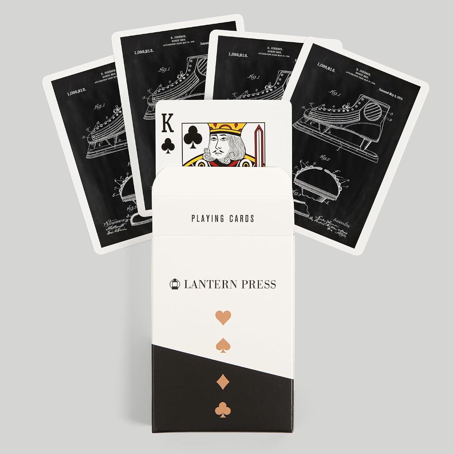 Lantern Press Blackboard Patent, Hockey Shoe, 52 Playing Cards for Adults, Poker Size Card Deck