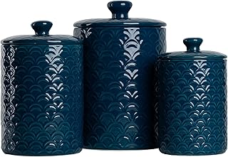 10 Strawberry Street Kitchen Canister, 3 Piece Set, Ocean Navy