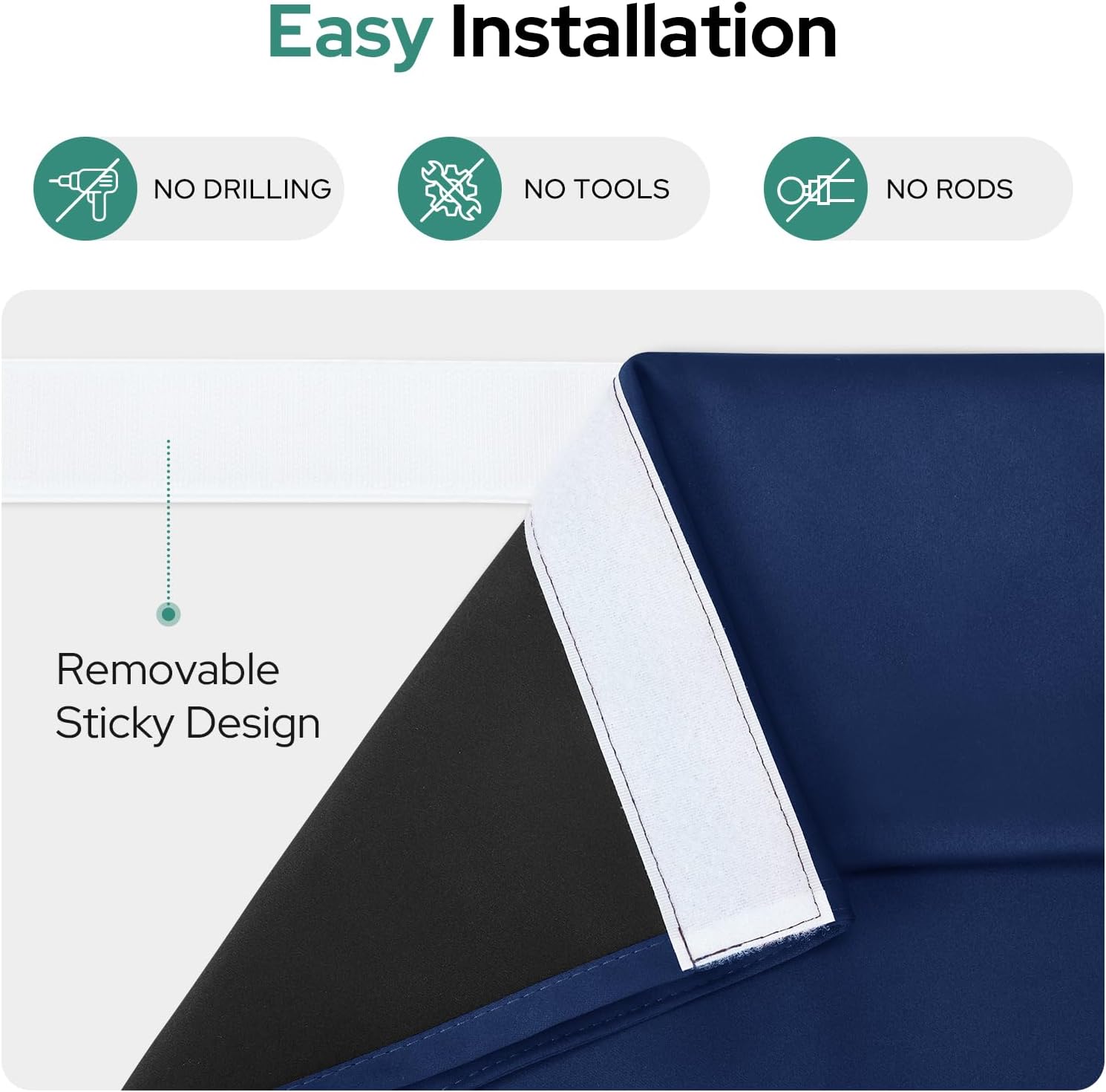 HOMEIDEAS 100% Blackout French Door Curtains, Privacy Door Curtains for Window, 30 X 68 Inch Room Darkening Blinds, Thermal Insulated Window Shades for Bedroom, 1 Panel, Navy Blue