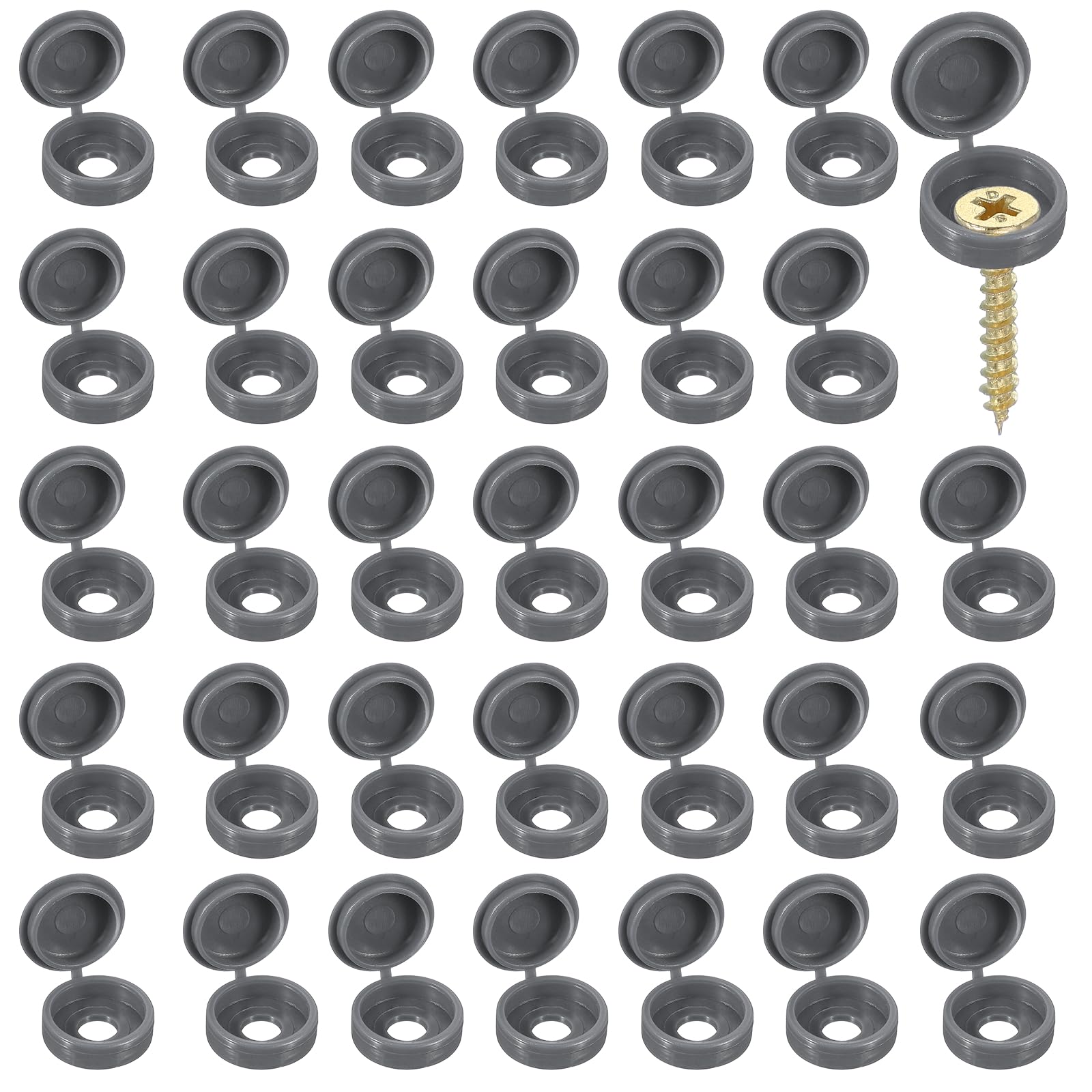 Cache-vis en plastique à charnière résolvant le problème des vis apparentes gris fer 6 mm