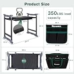 Garden Kneeler and Seat - Extra Wide Thick EVA Pad, Heavy Duty Foldable Garden Bench Holds 350lbs, 2-in-1 Gardening Stool with Detachable Tool Bags, Gardening Gifts for Women, Men & Seniors