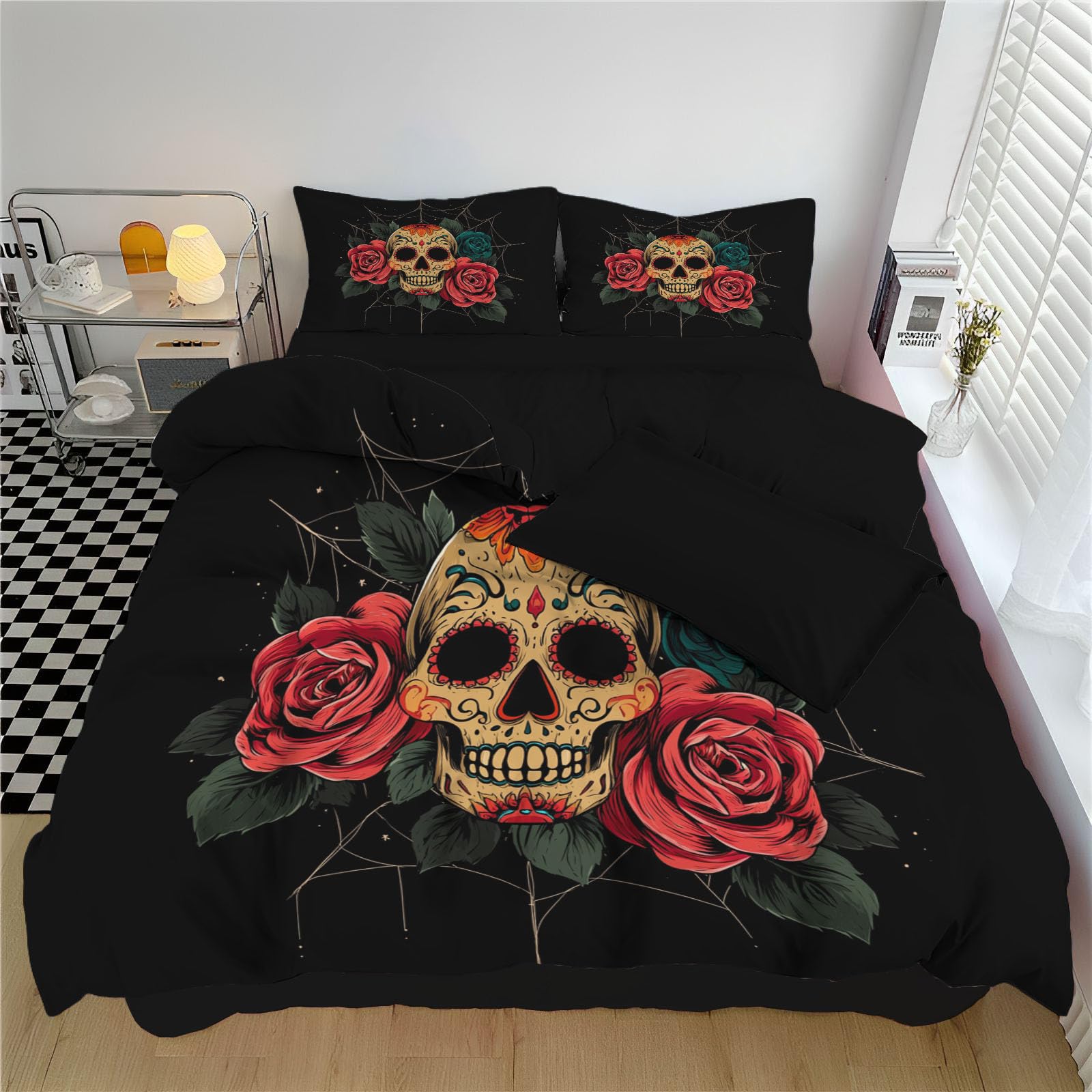 Parure de lit 3D toile d'araignée rose et housse de couette 220x240