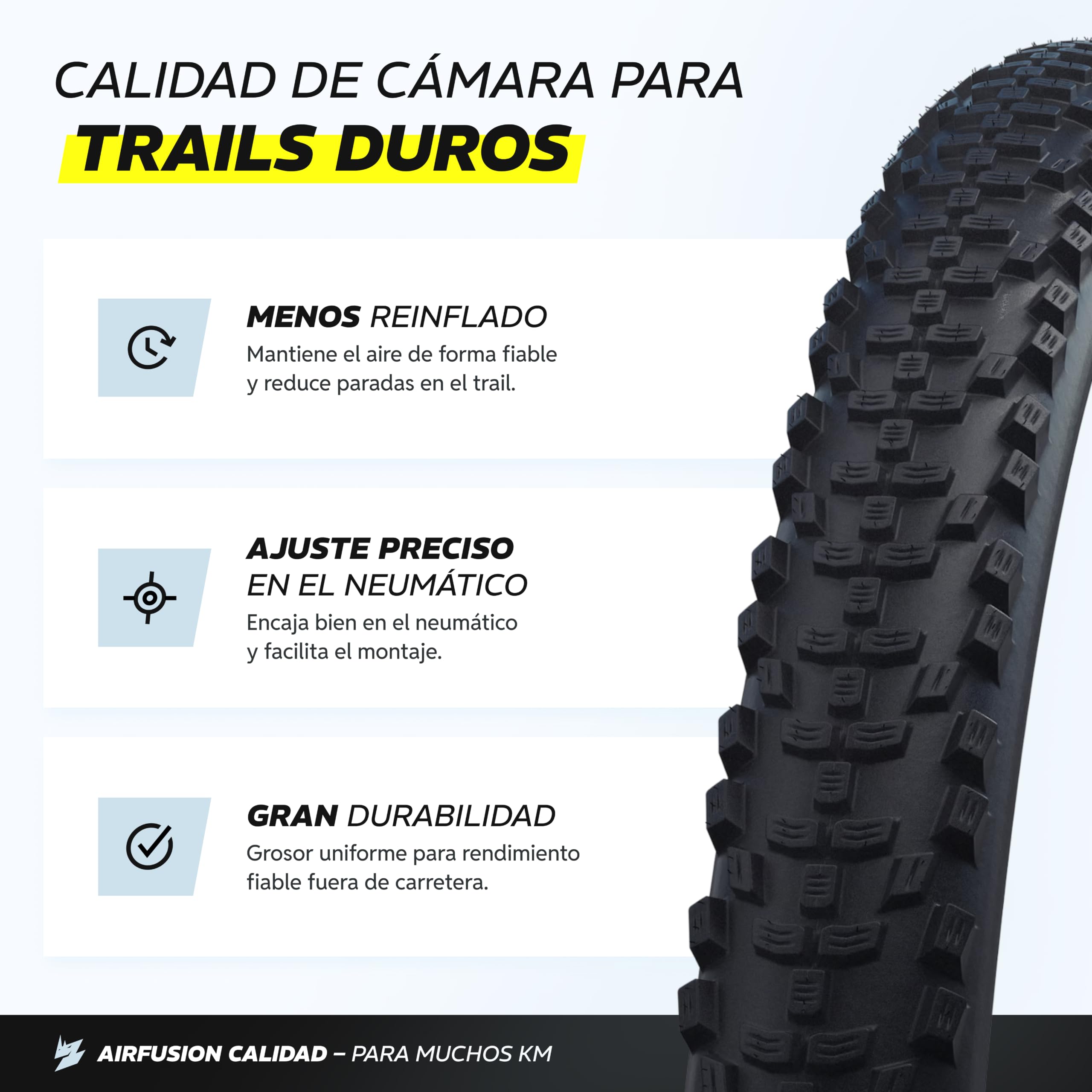 Alphatrail MTB Cámara de Bicicleta Rick 26 Pulgadas SV Presta Válvula 2X Cubierta Compatible Schwalbe, Michelin, Continental, Conti, Maxxis, Vittoria & Kenda