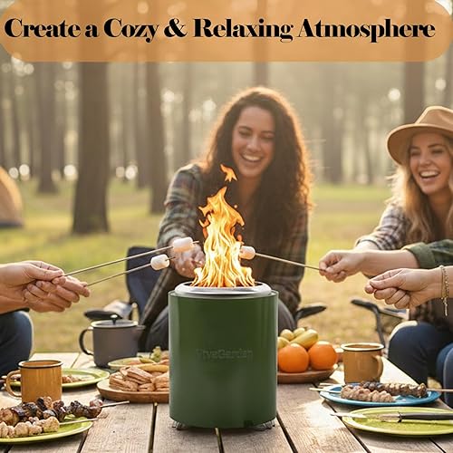 Miniatura 6 de Hoguera portátil de mesa, sin humo, estufa de leña y pellets para acampar al aire libre con bolsa de transporte, tenedores y alfombrilla (9.7 x 7.1