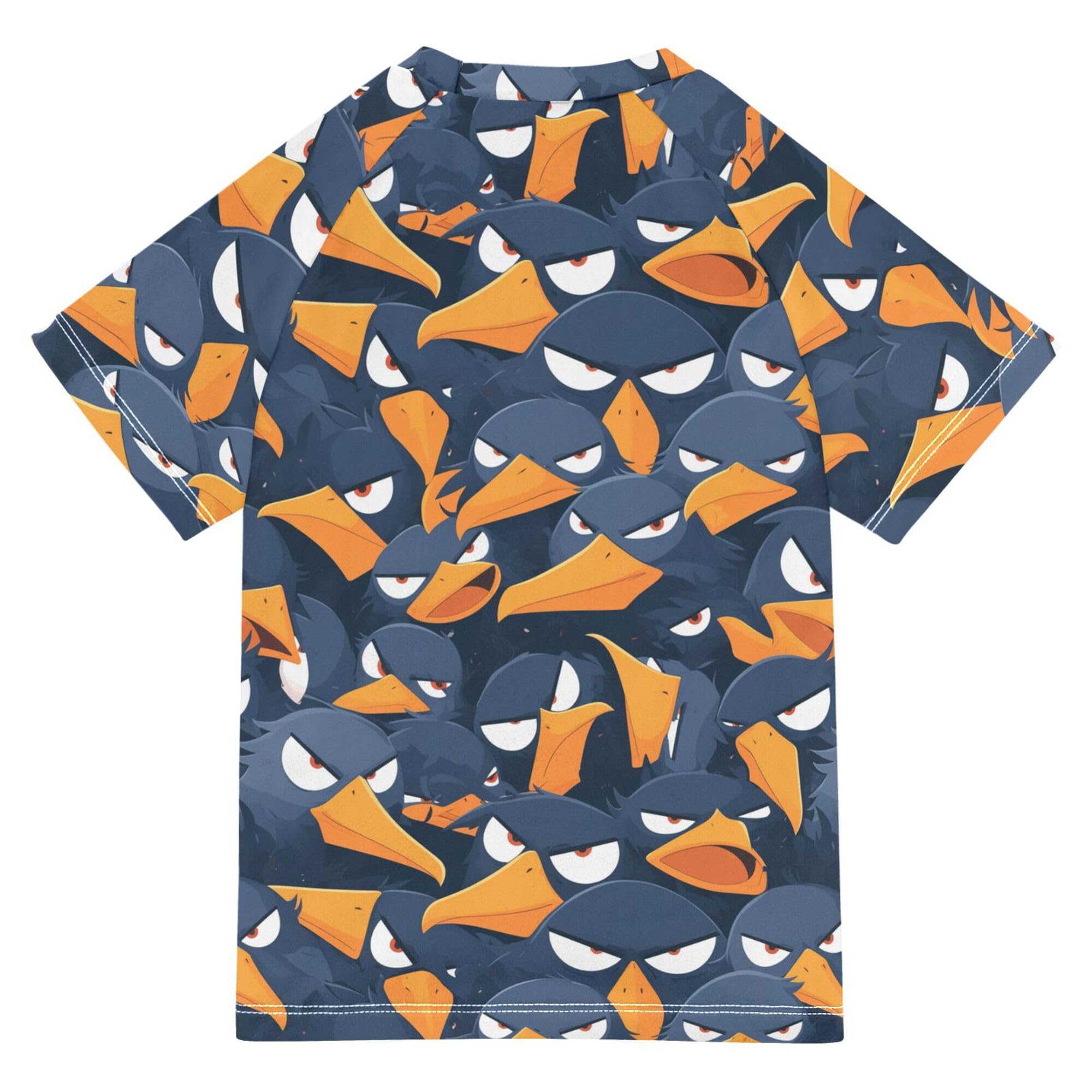 Cartoon Albatross Black Bathing Suit Girls Sun Protection Shirts Swimwear Beach Tops 3T