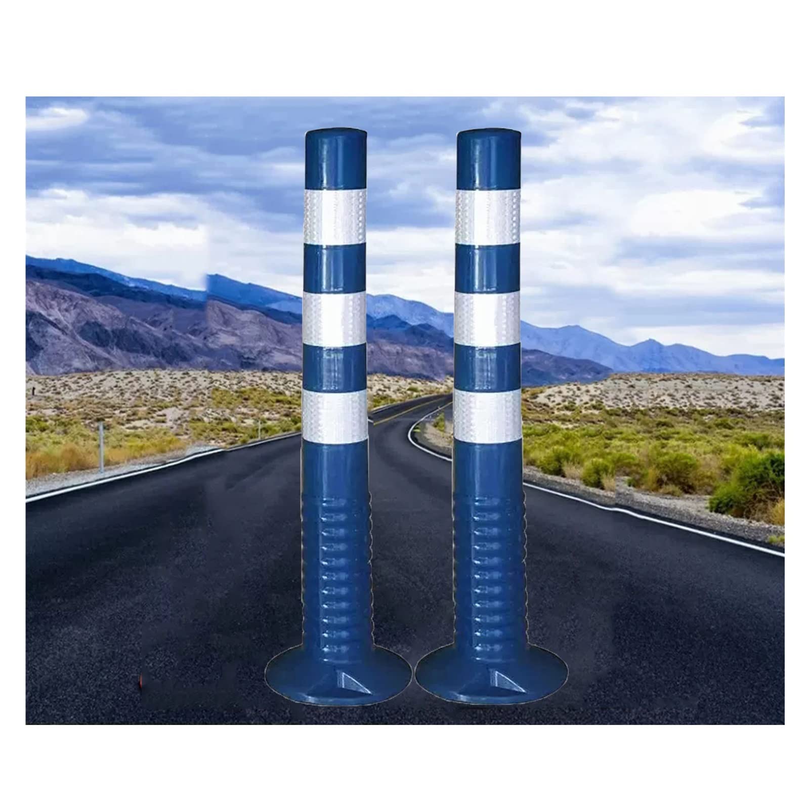 Poteaux de stationnement, cônes de signalisation Robustes de 76 cm avec Bande réfléchissante, poteaux de stationnement durables pour barrières d'allée, Lot de 4 (Bleu) - Idéal pour Les Chant
