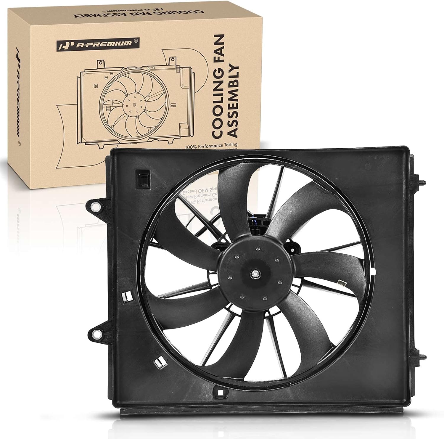 A-Premium Right A/C Condenser Fan Assembly Compatible with Select Honda Models - Odyssey 2011-2017 - Replace# 38611RV0A01, 386165MRA01