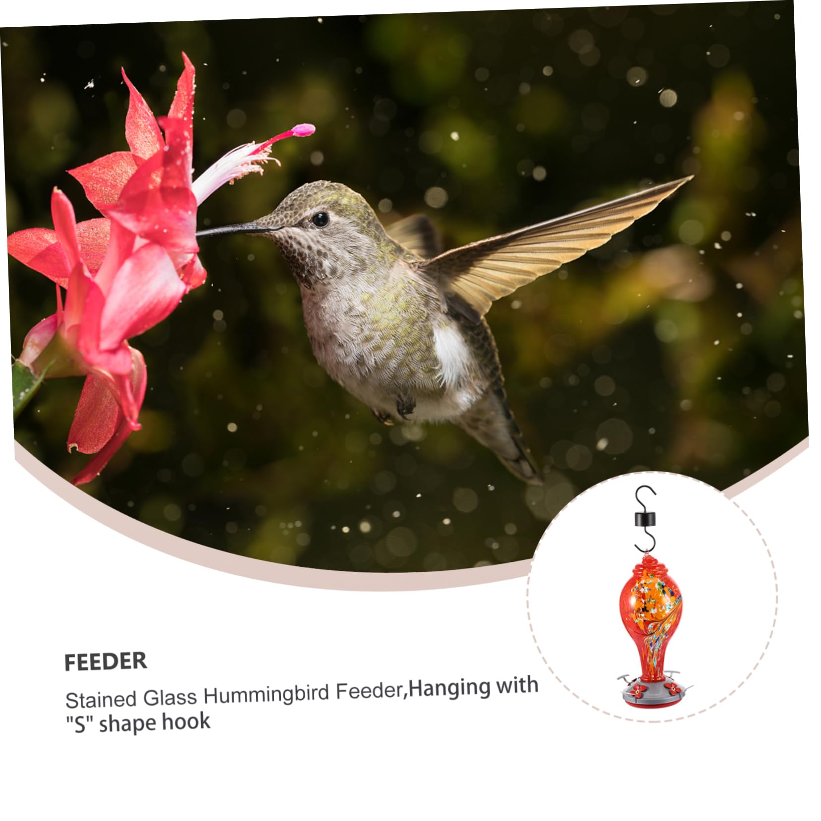 YARNOW comedero para colibríes Luces de Adorno al Aire casa atractor Agua Bird Feeder bebederos de pajaros Suministros para pájaros Comederos para colibríes al Aire Planchar
