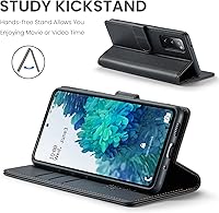 Vista 4 de Funda tipo cartera para Samsung Galaxy S20 FE 5G, bloqueo RFID, tarjetero de crédito, de piel sintética, función atril, funda protectora a prueba