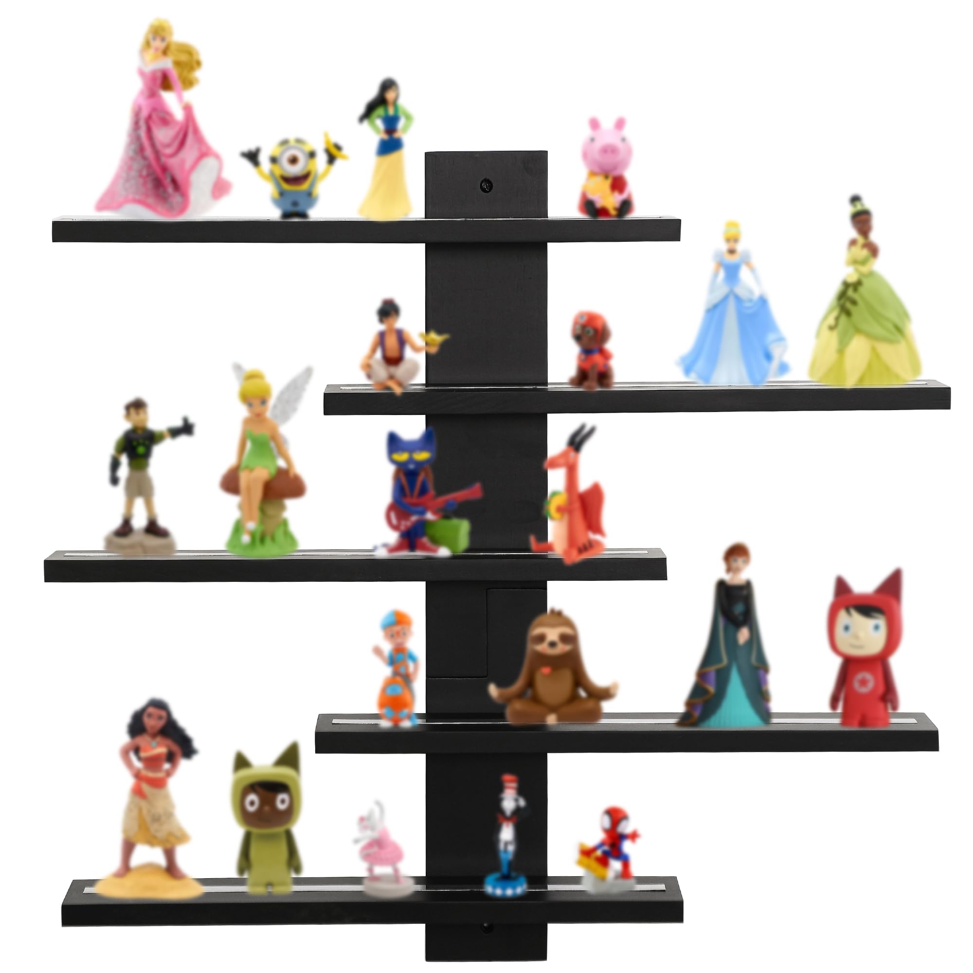 FURAOMEILI Magnetic Floating Shelf for Wall,for Tonie Shelf,Small Wood Display Shelves Rack for Collectibles-Figures,Shot Glasses,Mini Decor,for Toy(Black)
