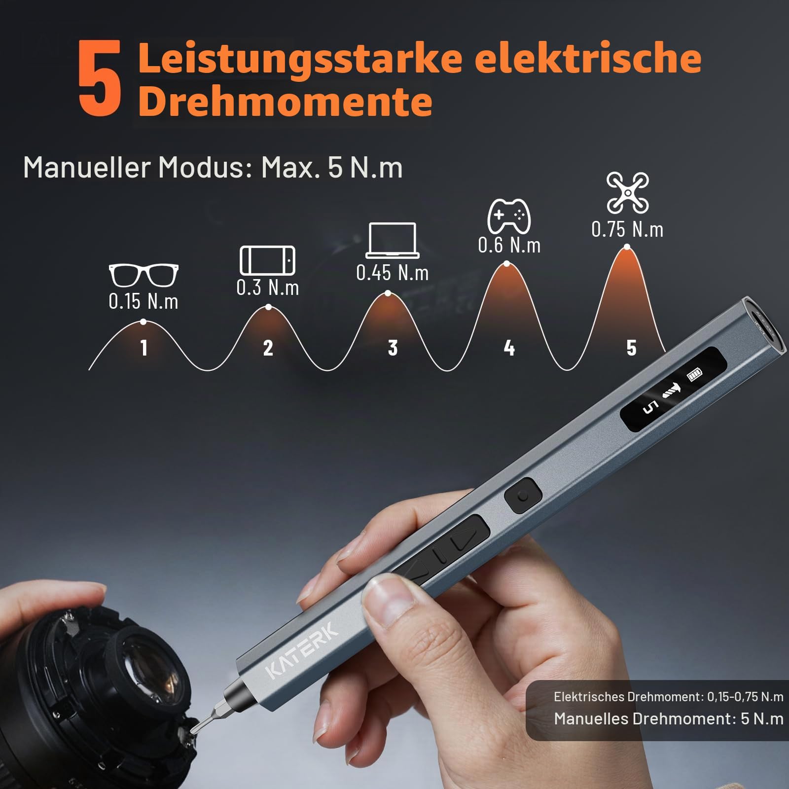 KATERK 64 Präzisions Schraubendreher Set,Mini Elektro Schraubendreher Set,Kleiner Akku Schraubendreher mit LED Licht,Magnetischer Aufbewahrung,Reparatur Werkzeugsatz für Elektronik,Telefon,Kamera,Uhr