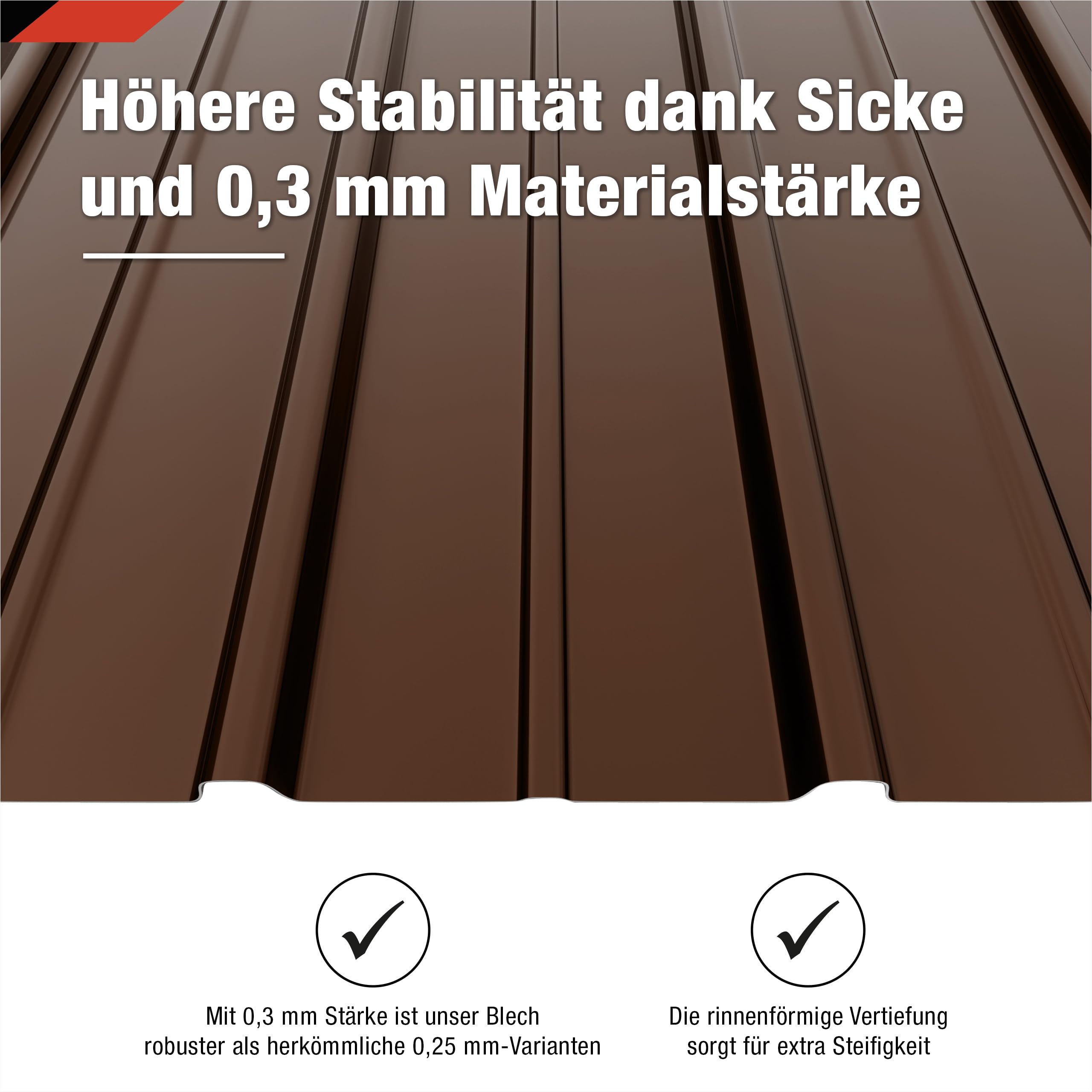 SMART Trapez-Abdeckblech Profilblech 0,3 mm 125 x 45 cm 6,75 m² Braun