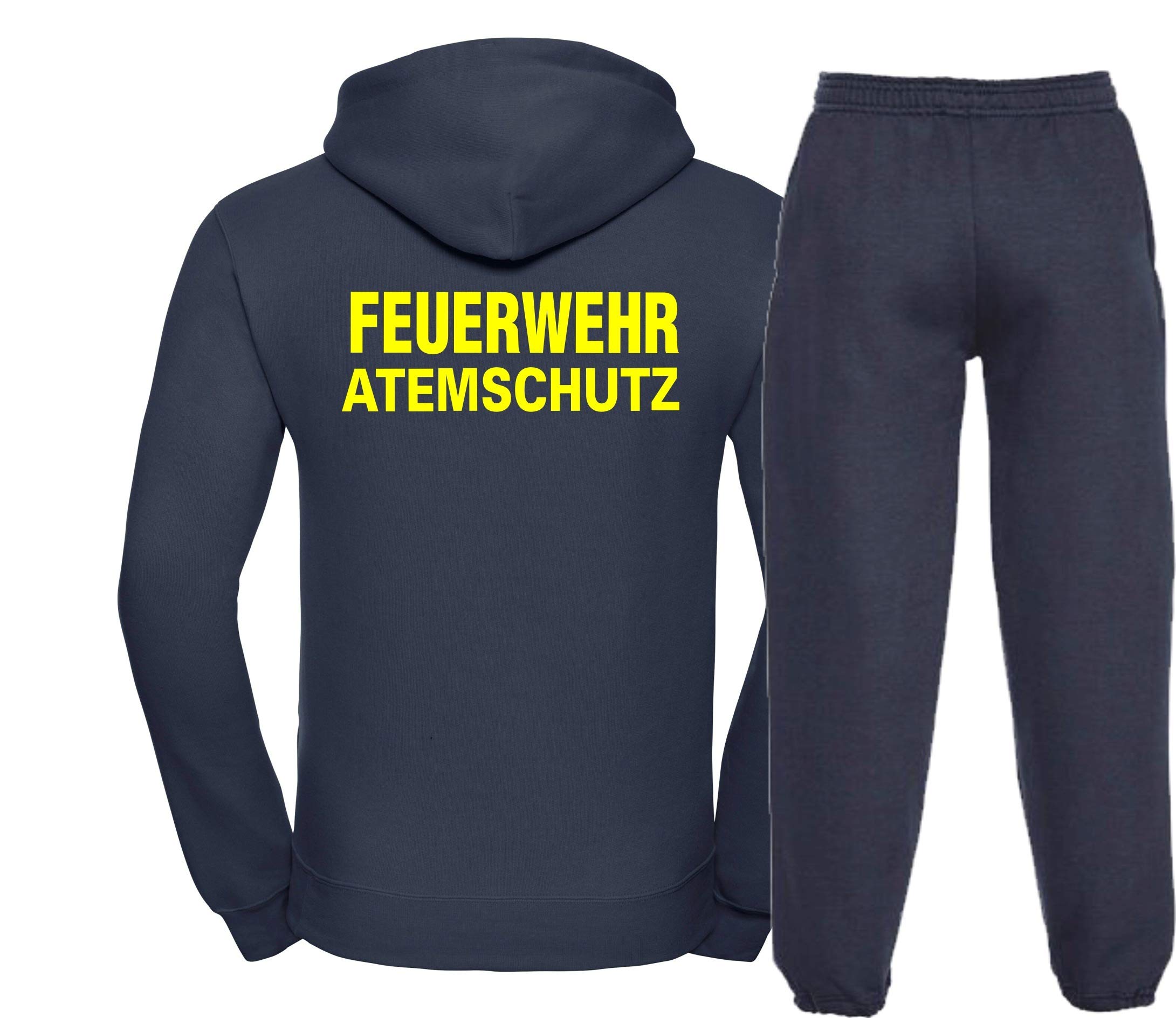 Kapuzen-Jogginganzug Navy, Feuerwehr ATEMSCHUTZ Neongelb