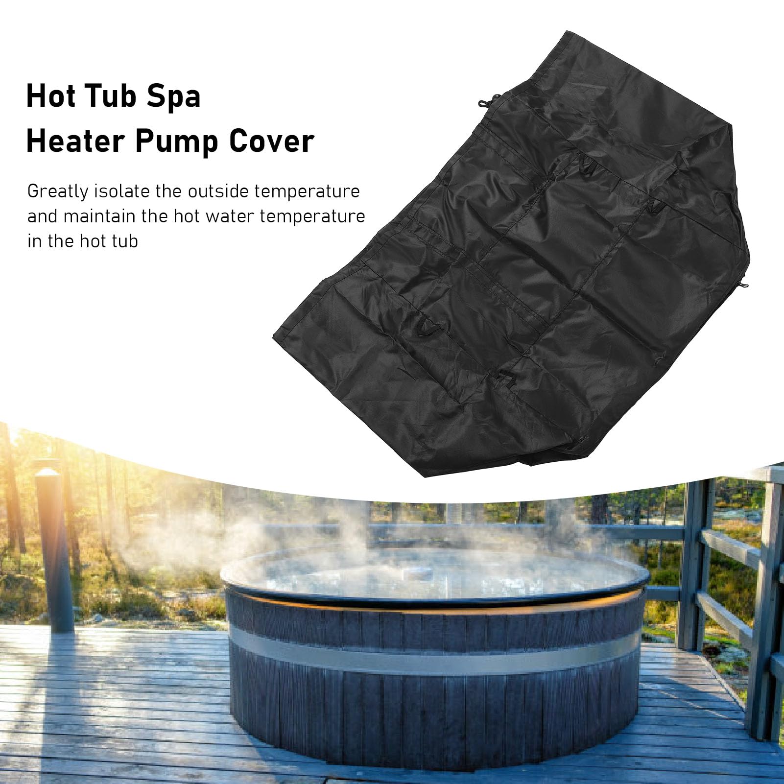 Electricity Saving Hot Tub Spa Heater Pump Cover, Water Winter Cover, Insulated and Tear for Most Hot Tub Spa Heating Pump
