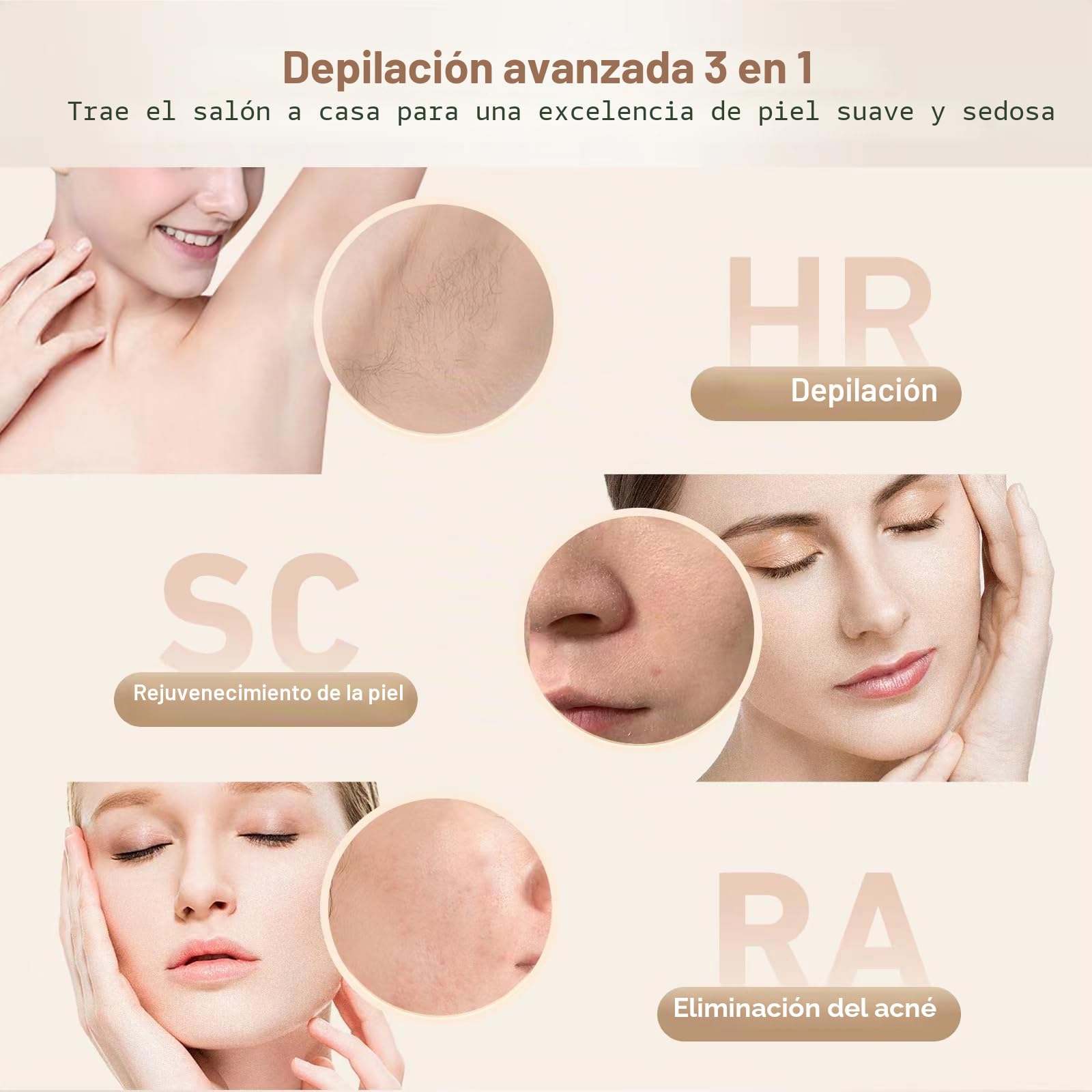 Depiladora de Luz Pulsada IPL, con Función de Enfriamiento, 999,900 Flashes 5 Niveles de Energía y 2 Funciones, Para Mujeres y Hombres, Cuerpo y Cara Bikini Piernas Axilas