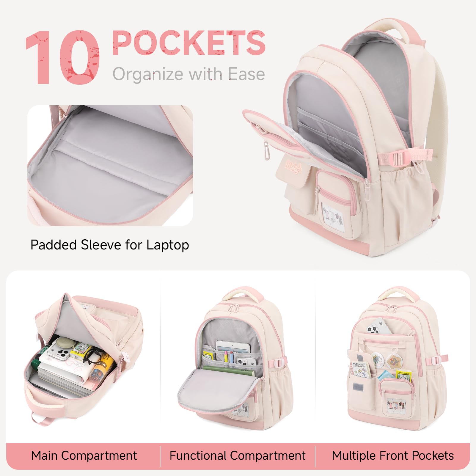 Tanou Mochila Escolar para Niñas, Mochilas Adolescentes Chica de Gran Capacidad en Poliéster, Bolsa Casual Moderna para Colegio y Instituto Niña con Colgante Estrella