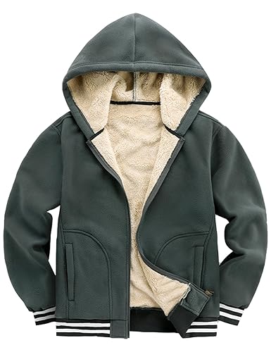 Kissonic Men's Polar Fleece Jacket Sherpa Lined Zip Up Hoodie