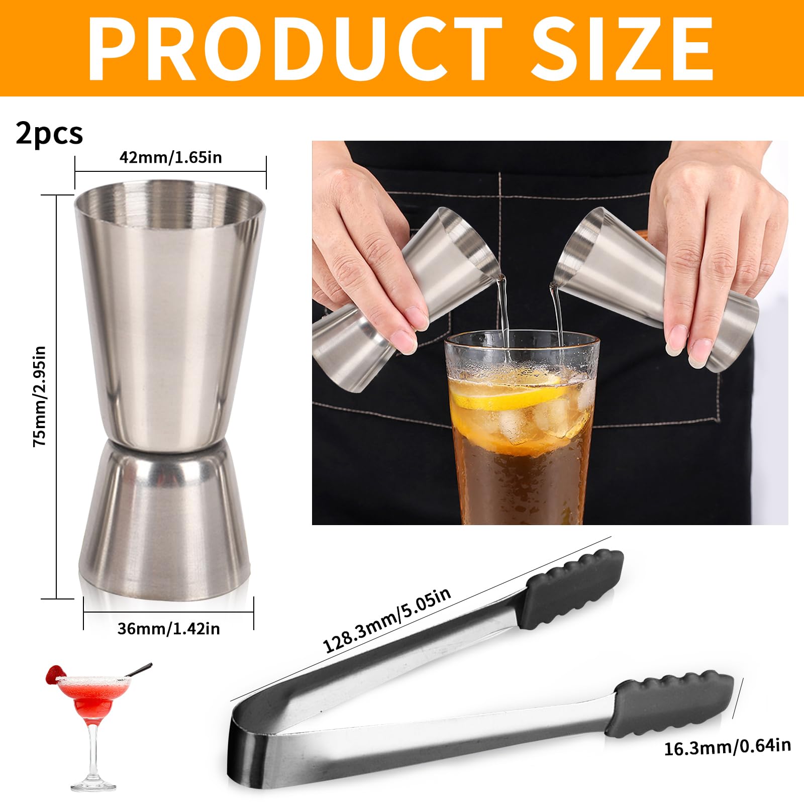 2 Doseurs Cocktail En Inox 2cl/4cl - Jigger Double Pour Bar, Gin, Whisky, Mixologie - 4