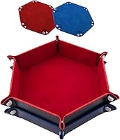 Vista 17 de SIQUK Bandeja de dados de piel sintética, plegable, hexagonal, para juegos de dados como RPG, DND y otros juegos de mesa (azul claro, negro)