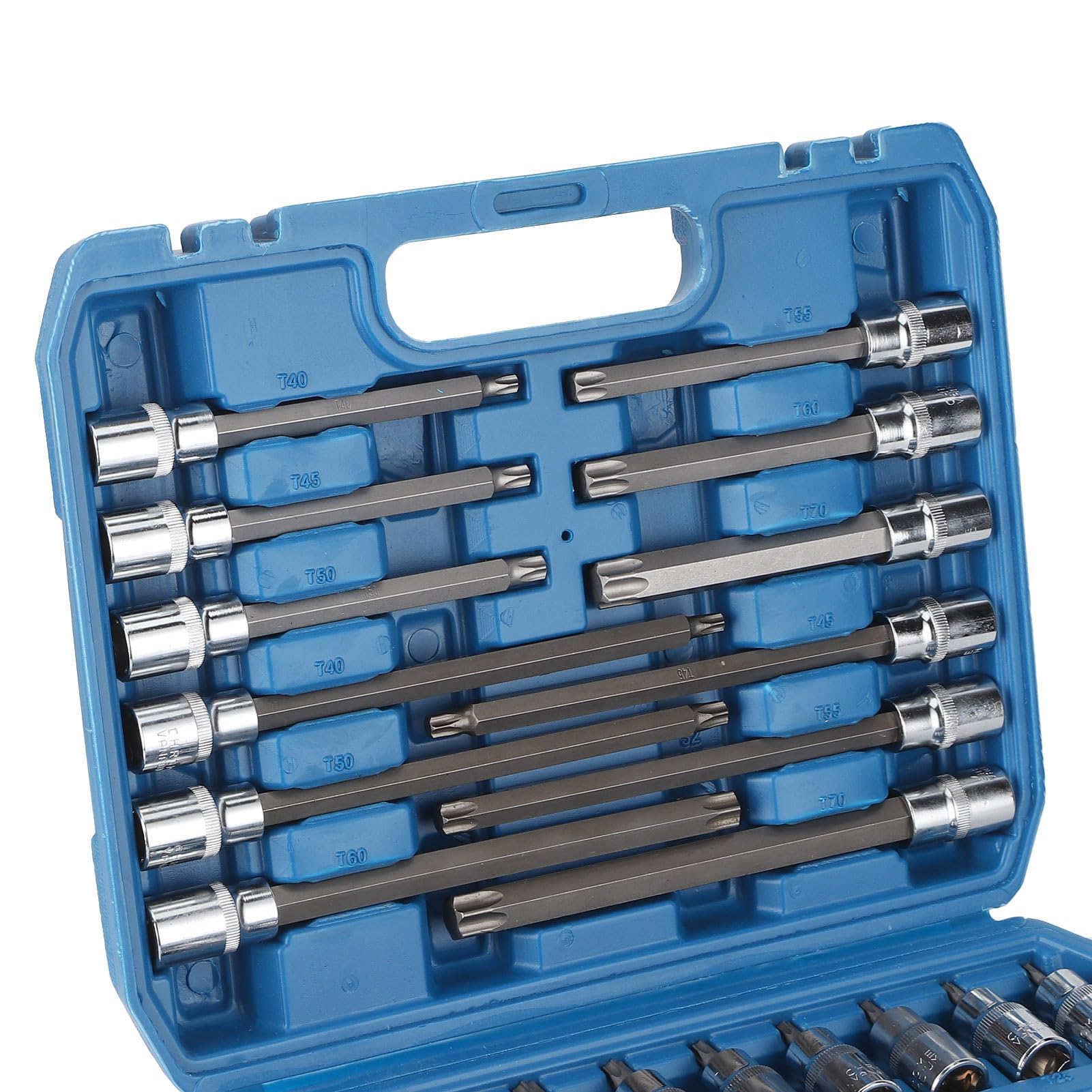 Brocas Hexagonales de 32 Piezas, Acero Al Cromo Vanadio con Accionamiento Cuadrado de 1/2 Pulgada, con Caja de Herramientas, para Reparación de Automóviles y Uso Doméstico