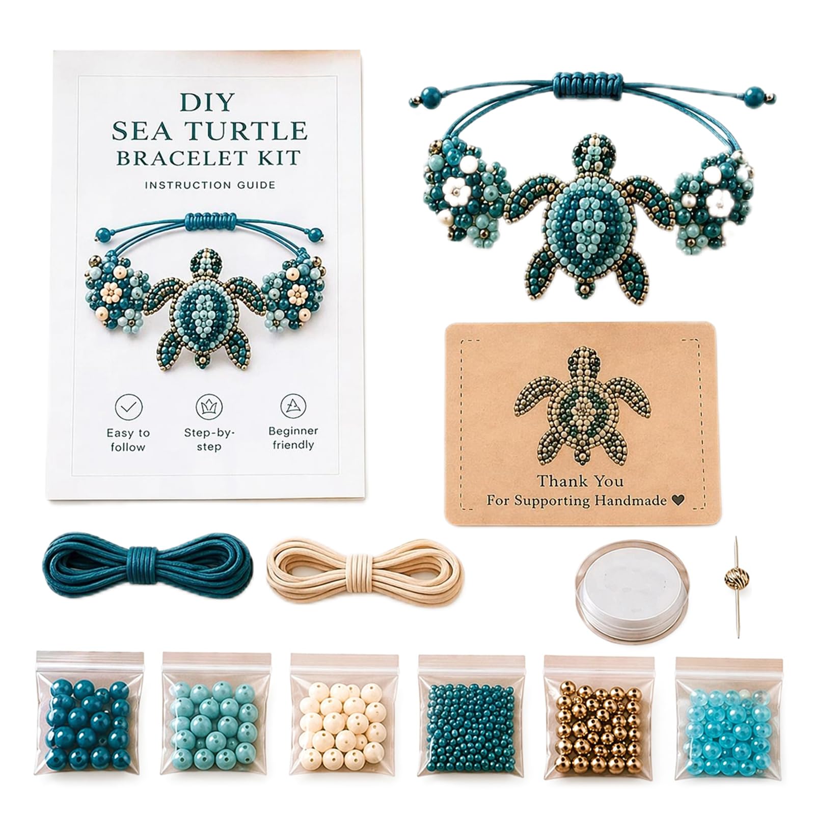 DIY Beaded Bracelet Making Kit, Cute Animals Beadwork Kits with Instructions, Adjustable Handmade Bead Weaving Jewelry Making Set for Adults Beginners Animals DIY Craft Lovers