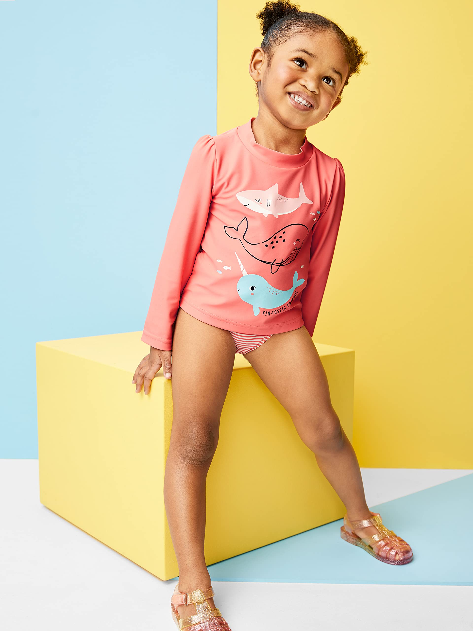 Simple Joys by Carter's 3-Piece Assorted Rashguard Sets Ensemble de Maillot dermoprotecteur Bébé Fille (Lot de 1)