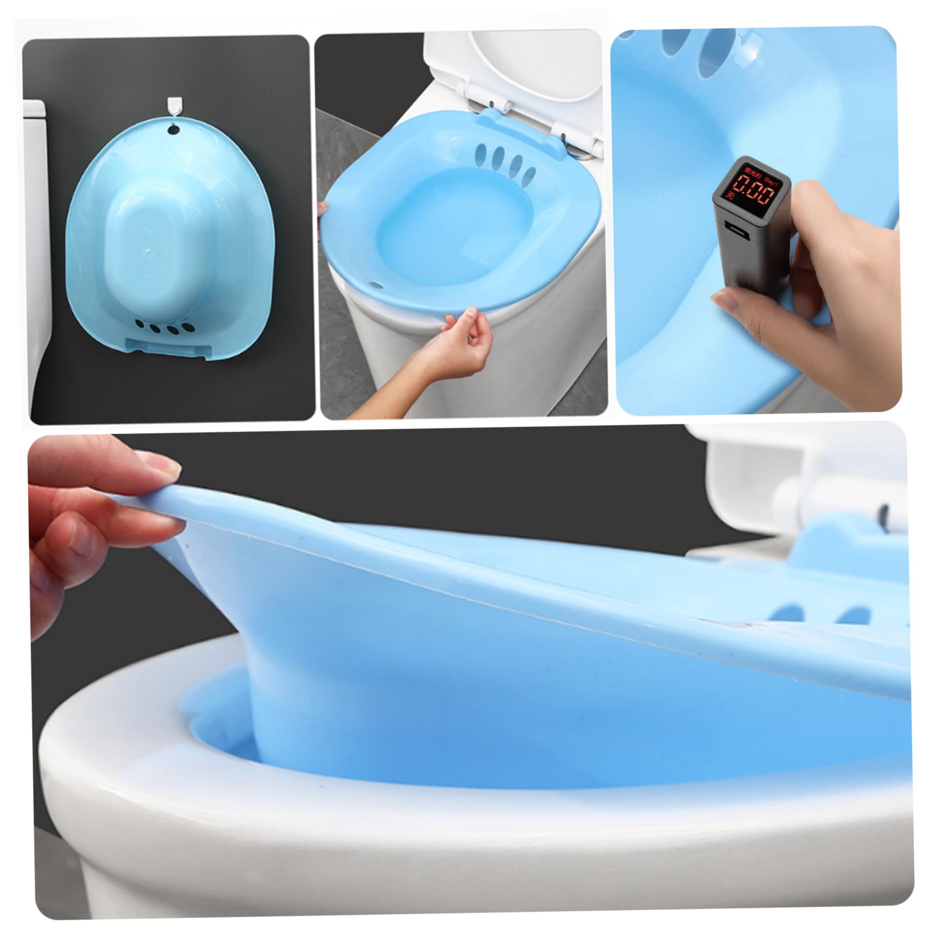 Baño de asiento Bidé portátil Asiento de inodoro Bidé portátil para el hogar Accesorio de inodoro Se adapta a inodoros para el hogar Heridas posparto Hemorroides Cuidado perineal Azul